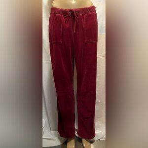Red Velour Tracksuit Pants Womens L Tommy Hilfiger